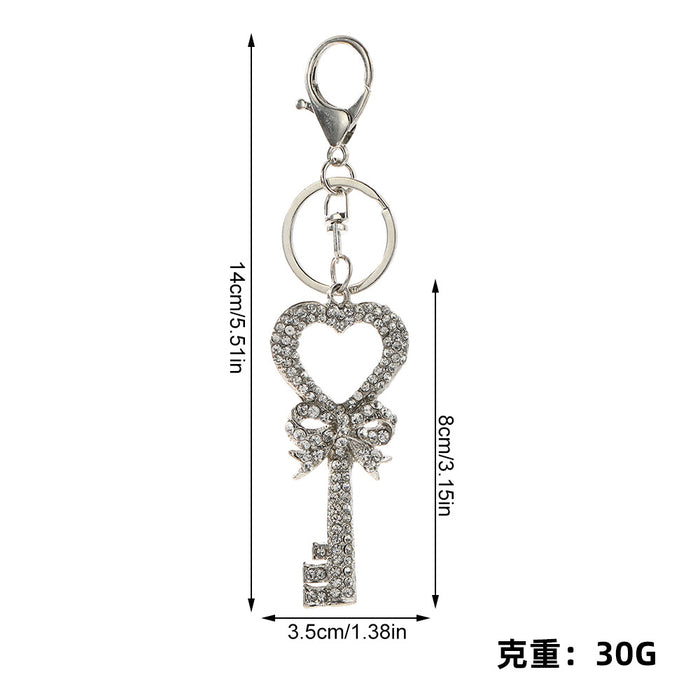 Wholesale Rhinestone Bow Keychain Pendant Silver Zinc Alloy Accessory