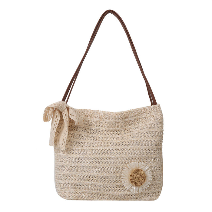 Wholesale Popular woven tote bucket bag, large capacity straw woven bag
