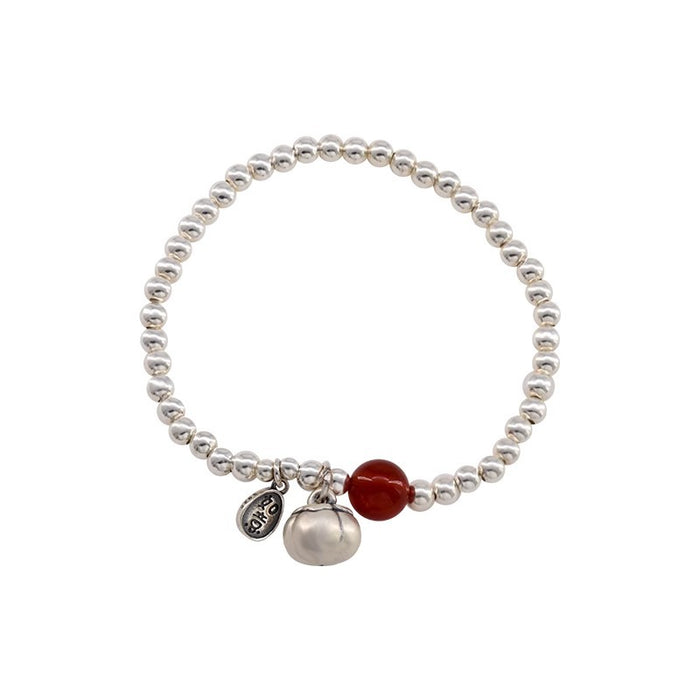 Wholesale Pure silver bracelet for women with a high-end feel, retro heavy industry versatile round beads