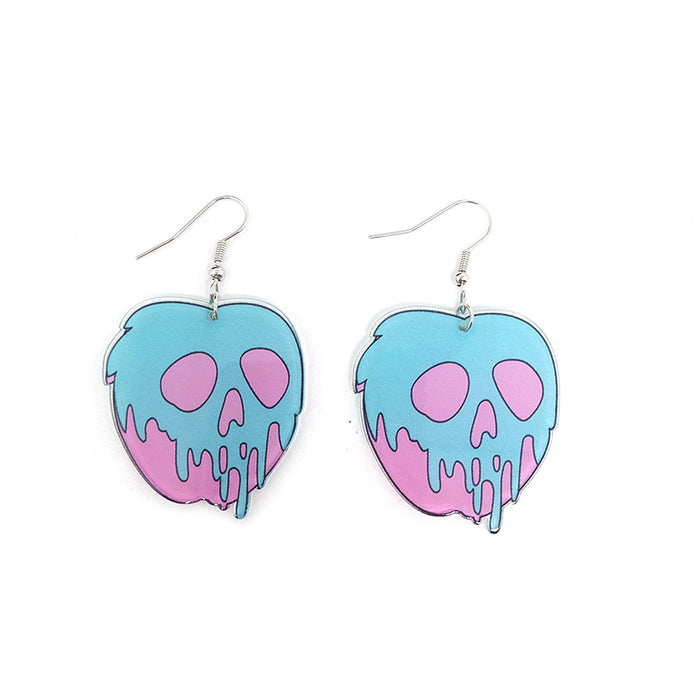 Wholesale Transparent Acrylic Printing Halloween Skull Earrings JDC-ES-Dagou003