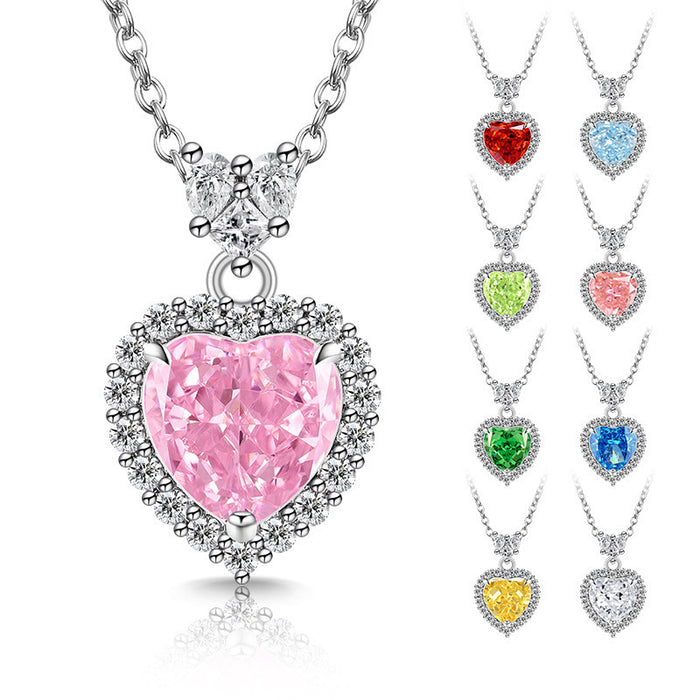 Wholesale Copper Heart Pendant Necklace Diamond Cut Padparadscha Style Fashion Accessory Gift