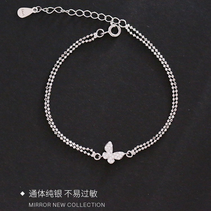 Wholesale S925 Sterling Silver New Butterfly Bracelet Diamond-encrusted Sterling Silver Accessories