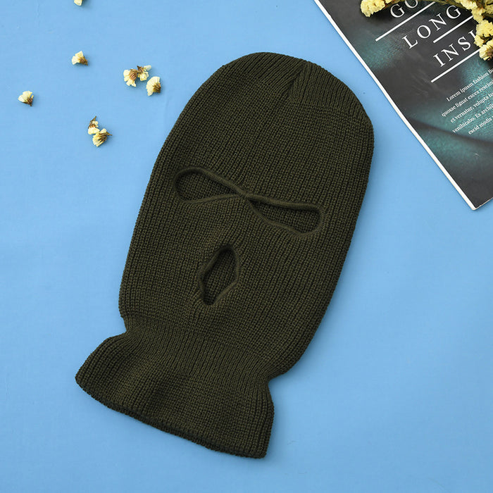 Wholesale Solid Color Warm Three-hole Mask Wool Hat JDC-FH-HXL003