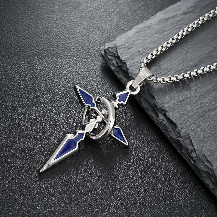 Wholesale Versatile cross pendant necklace with loop, fashionable and trendy long sweater chain pendant, titanium steel accessory