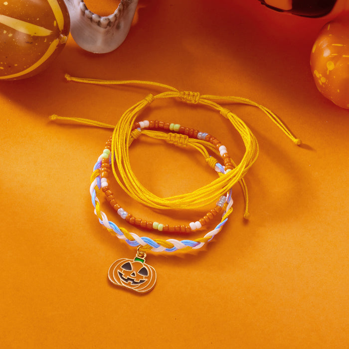 Wholesale  Couple Style Woven Bracelet Versatile  Ghost Pumpkin Pendant Set Bracelet