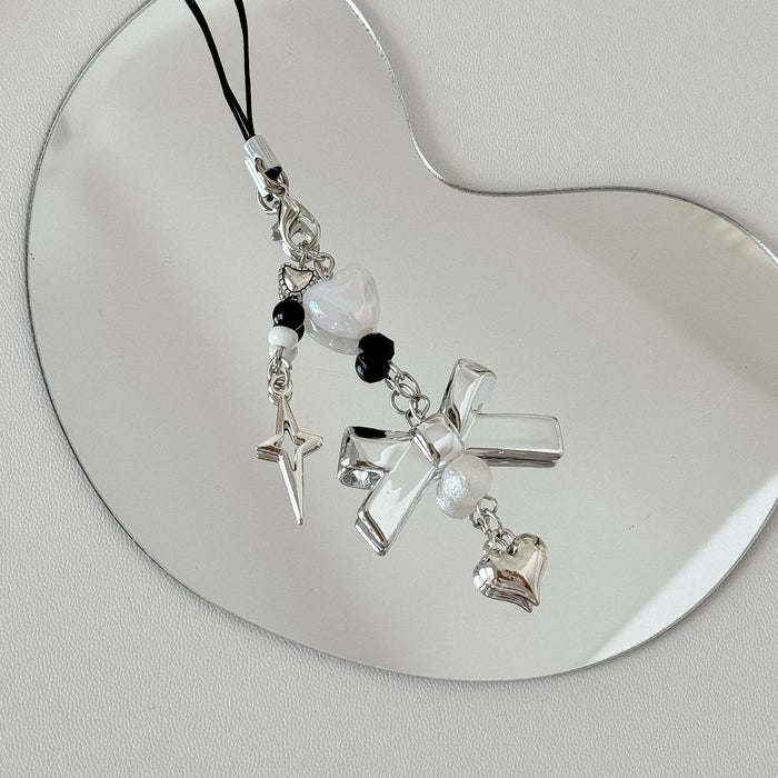 Wholesale Mobile Phone Chain silver Bow Joker Pendant