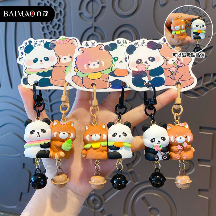 Wholesale Resin Big And Small Bear Keychain Magnetic Couple Bag Pendant Spring Everyday Gift