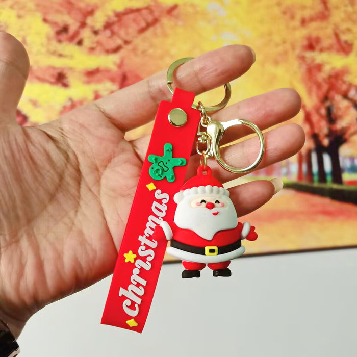 Wholesale Silicone Christmas Keychain Cute Cartoon Pendant