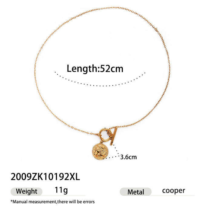 Wholesale Button pendant necklace, gold-plated collarbone chain