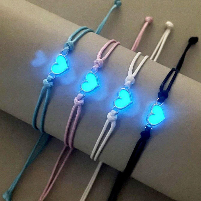 Wholesale Glowing heart-shaped luminous lucky knot braided bracelet for couples
