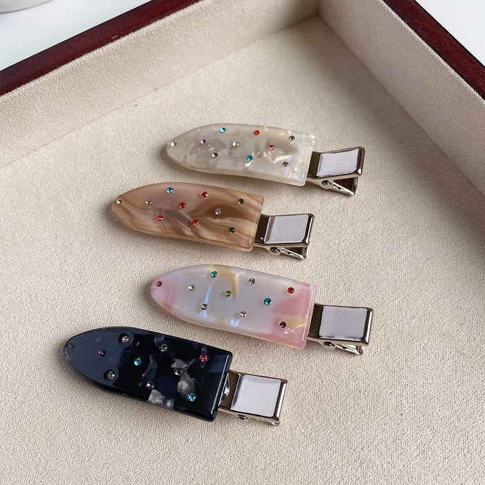 Wholesale Colorful diamond side hair clip with no trace, elegant edge clip, high-end feeling, duckbill clip, fashionable and versatile headband