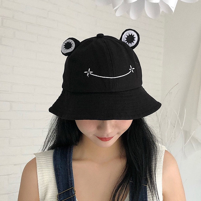 Wholesale  Cartoon Cute Children Adult Frog Fisherman Hat Casual Parent-child Basin Hat Sun Protection Big Eye Hat