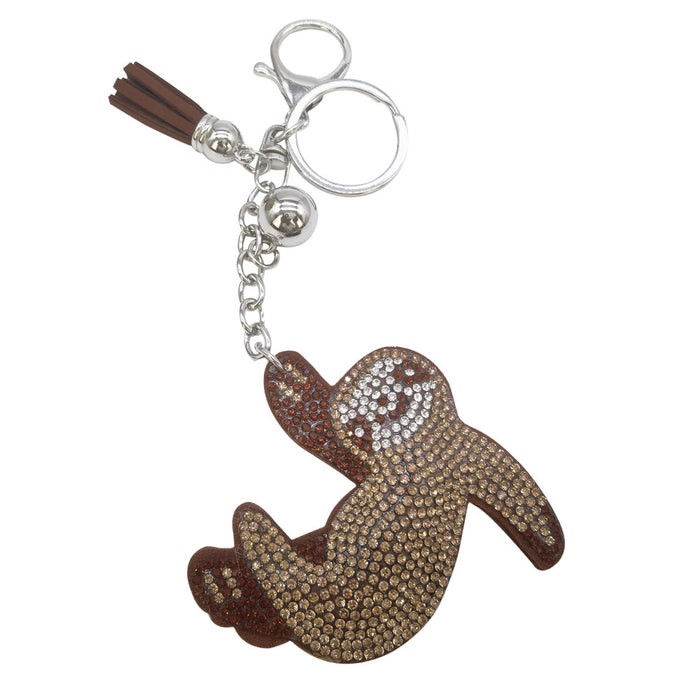 Wholesale Creative cartoon anime sloth diamond studded keychain, hot stamping sloth keychain, women's bag decoration