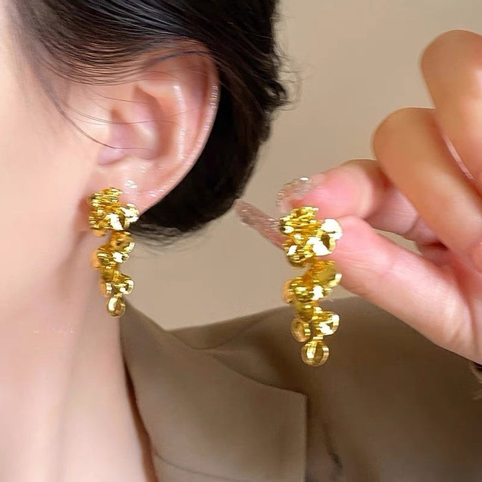 Wholesale Exaggerated Silver Long Metal Tassel Hoop Earrings