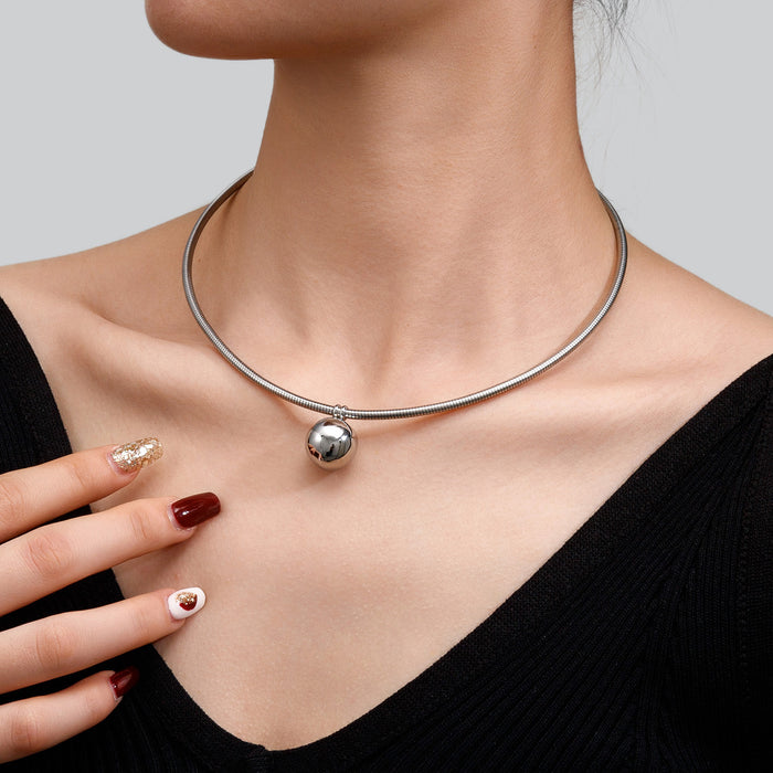 Wholesale 2pcs Heart-shaped choker hollow round snake chain magnetic opening stainless steel necklace