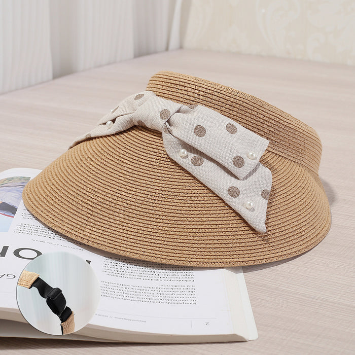 Wholesale Fashionable, lightweight, breathable pearl bow decoration sun hat