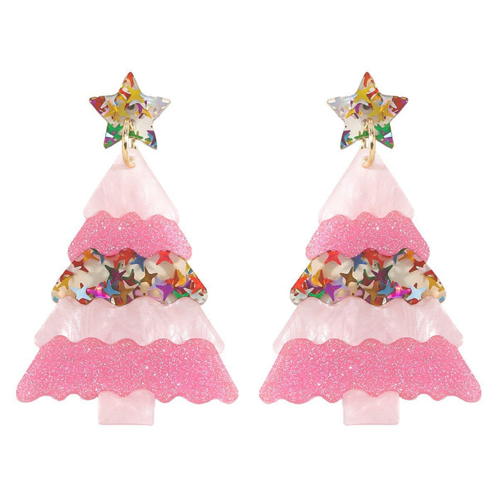 Wholesale  Christmas Tree Holiday Earrings Christmas Star Acrylic Sheet Earrings