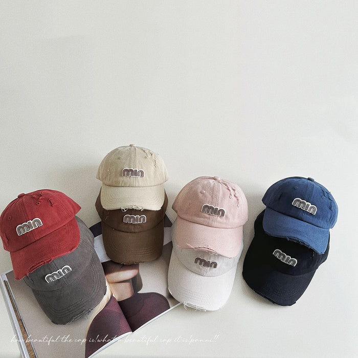 Wholesale Children's retro vintage baseball cap, three-dimensional letter duckbill cap, niche sun hat
