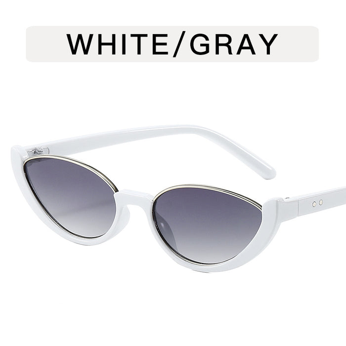 Wholesale Cat eye half frame sunglasses, niche retro glasses, fashionable and personalized sunglasses
