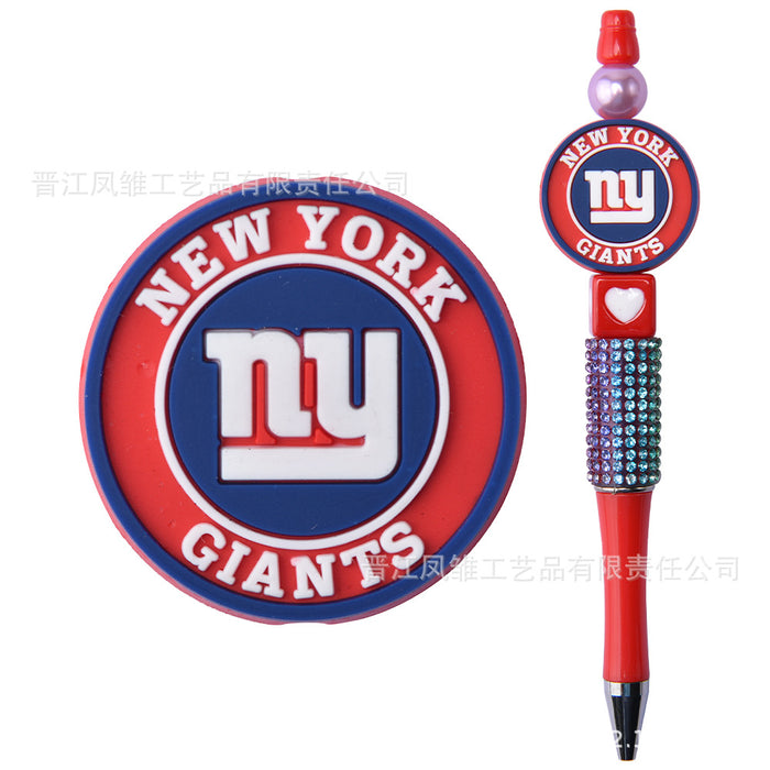 Wholesale 50pcs Rugby team series beads ballpoint pen beaded accessories fun stationery cartoon accessories detachable