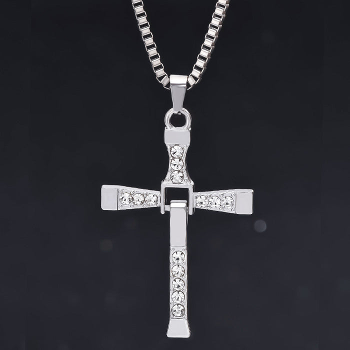 Wholesale Diamond Cross Pendant Men's Necklace JDC-NE-ChengHan013