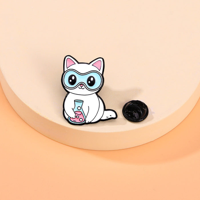Wholesale Small animal chemist brooch cartoon cute cat and puppy fixed clothing accessories metal badge