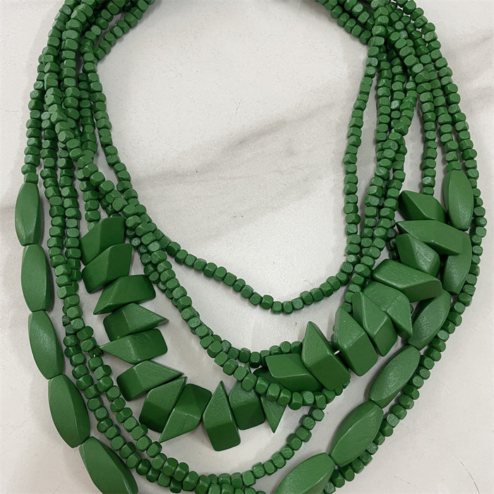 Wholesale Wooden Multi-layer Beaded Long Necklace JDC-NE-NanH006