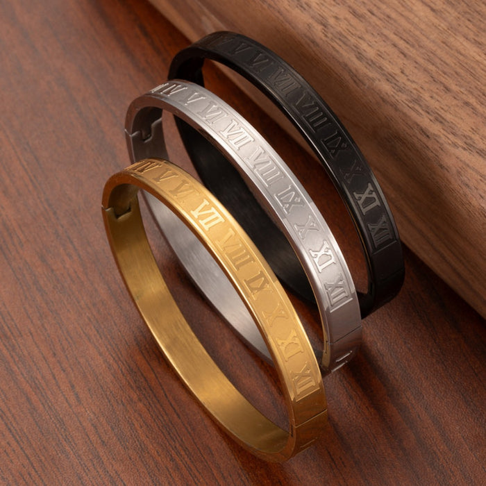 Wholesale Casual and high-end titanium steel numeral Roman bracelet