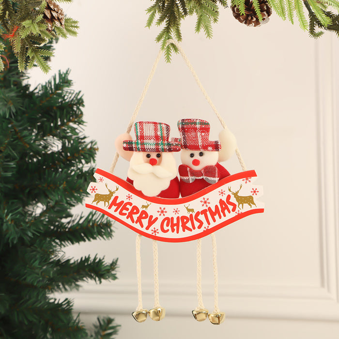 Wholesale Christmas Pendant Cute Cartoon Santa Elk Decorations Christmas Tree Bell Pendant