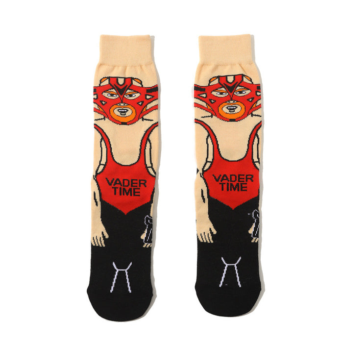 Wholesale Cartoon Men' s Sports Socks Cotton Mid-Calf Sports Socks