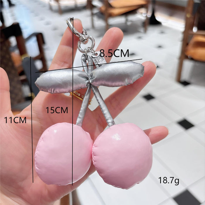 Wholesale PU cotton-filled cherry keychain