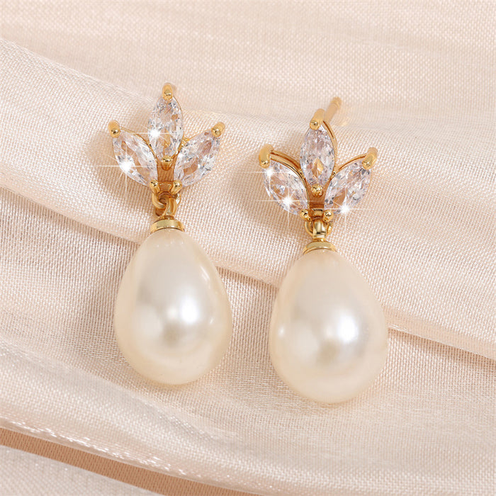 Wholesale Popular Design Trendy Pearl Zircon Earrings Personalized Simple Fashion Earrings Earrings Pendants