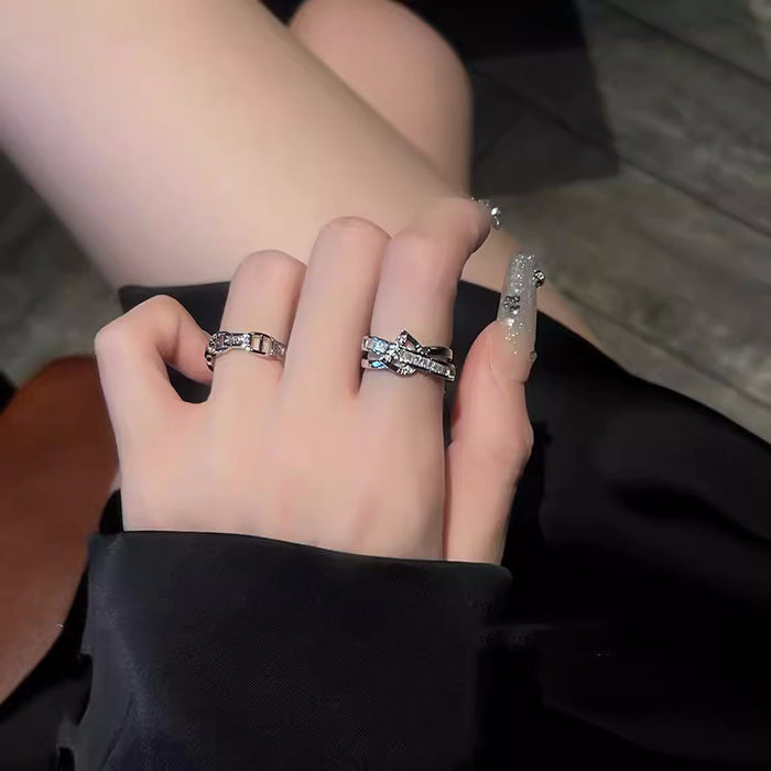 Wholesale Fashionable luxury layered ring with niche design zircon