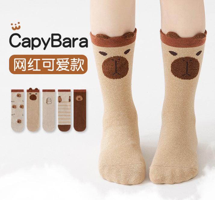 Wholesale New Autumn and Winter Cartoon Girls' Calf Socks Straight Board Socks Cute Cartoon Children's Trend Straight Tube Cotton Socks JDC-SK-SL010