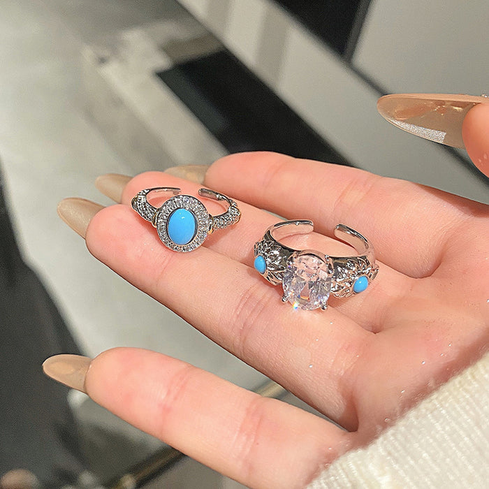 Wholesale Minimally designed light luxury ring with a fashionable and high-end feel, slightly inlaid with oval light luxury ring accessories