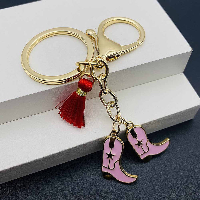 Wholesale Vintage denim-style alloy keychain