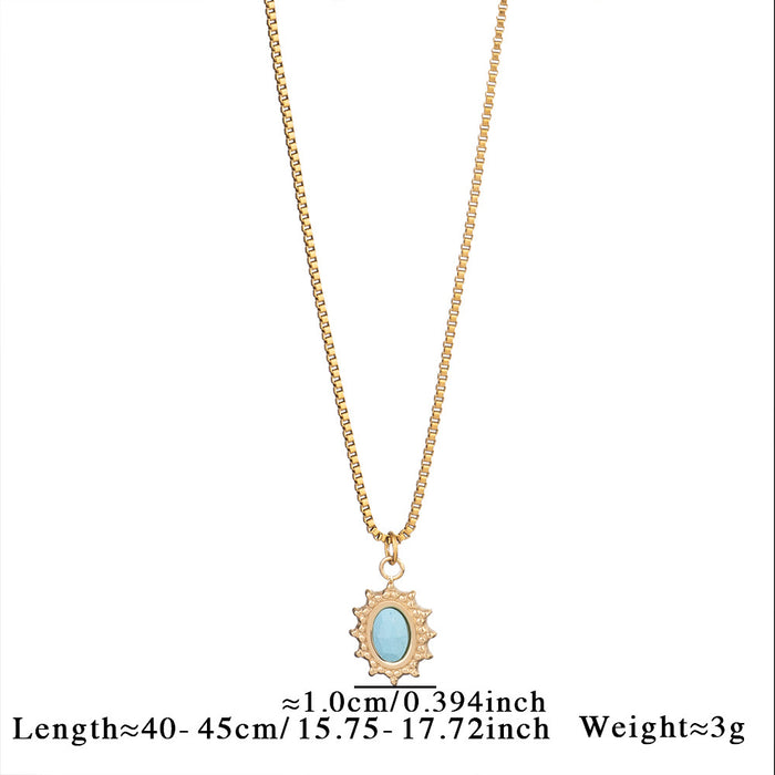 Wholesale Simple natural stone heart necklace versatile and high-end stainless steel necklace paired with blue pine tiger eye stone