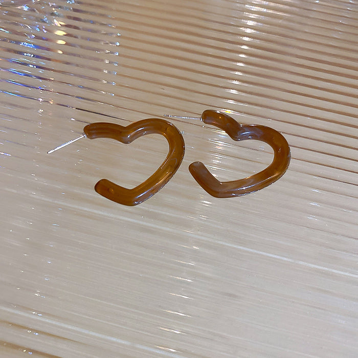 Wholesale  silver needle geometric irregular resin earrings heart earrings