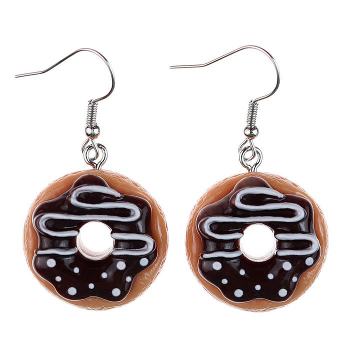 Wholesale Cartoon Chocolate Donut Resin Earrings JDC-ES-niqing026