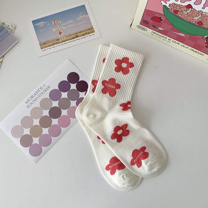 Wholesale Cotton Cute Love Flower Letter Stockings JDC-SK-PengC005