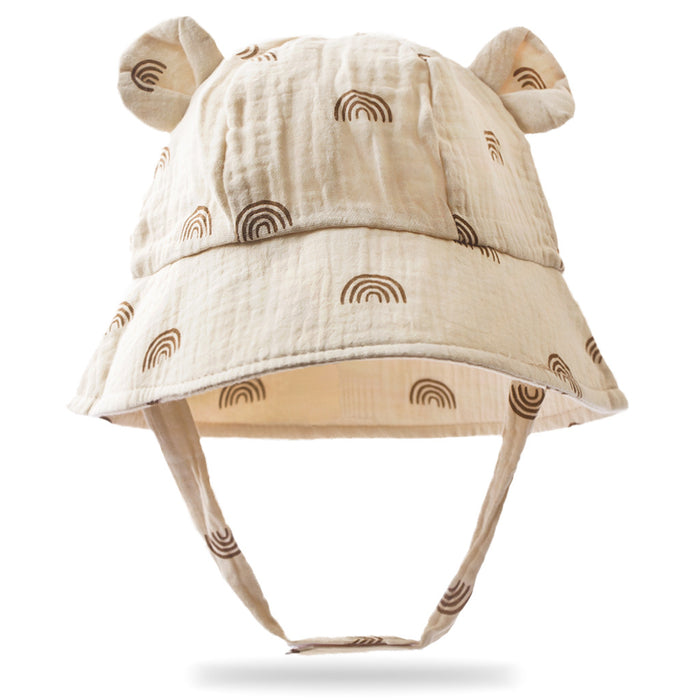 Wholesale Summer Baby Printed Gauze Basin Hat Children's Rabbit Ear Sunshade Hat Fisherman Hat JDC-FH-ZB002