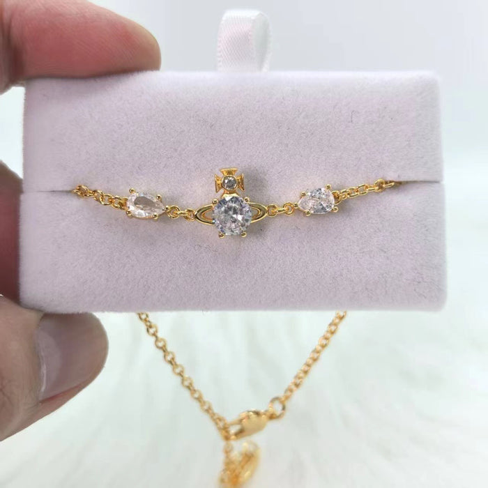 Wholesale Mermaid Tear Drop Zircon Bracelet Women's Casual Saturn Diamond Bracelet