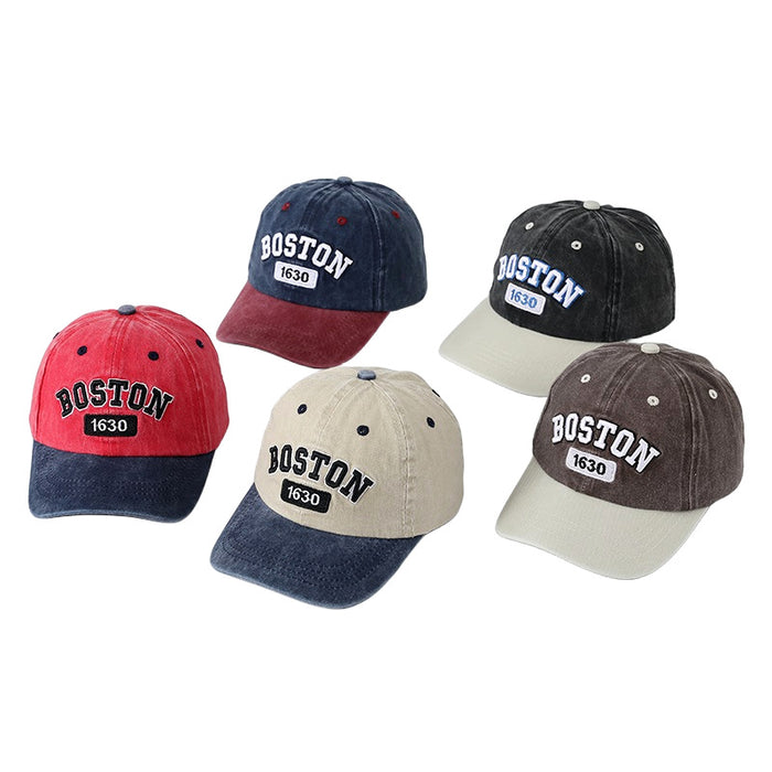 Wholesale Children' s Washed Embroidered Color-Blocked Baseball Hat
