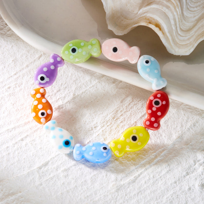 Wholesale Trendy Ceramic Fish Beaded Bracelet Colorful Animal Design Jewelry Accessory