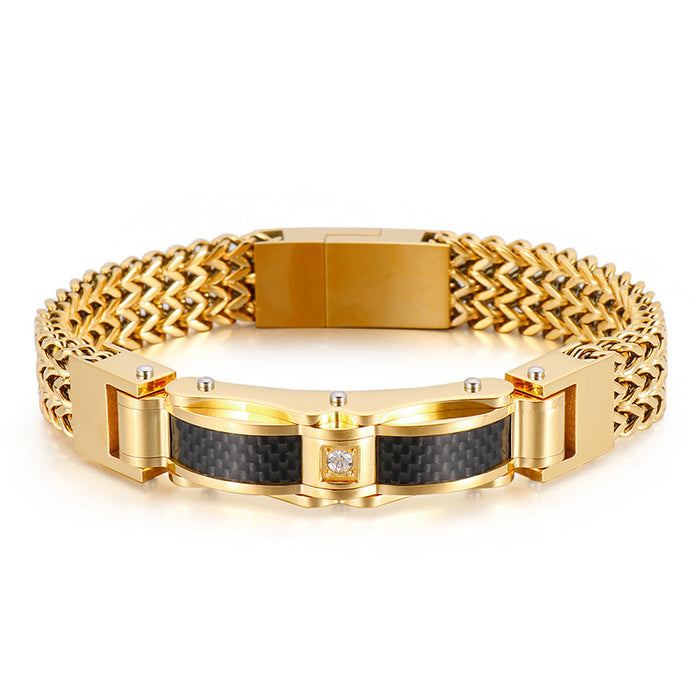 Wholesale Gold Stainless Steel Men's Diamond Bracelet JDC-BT-KaLun004