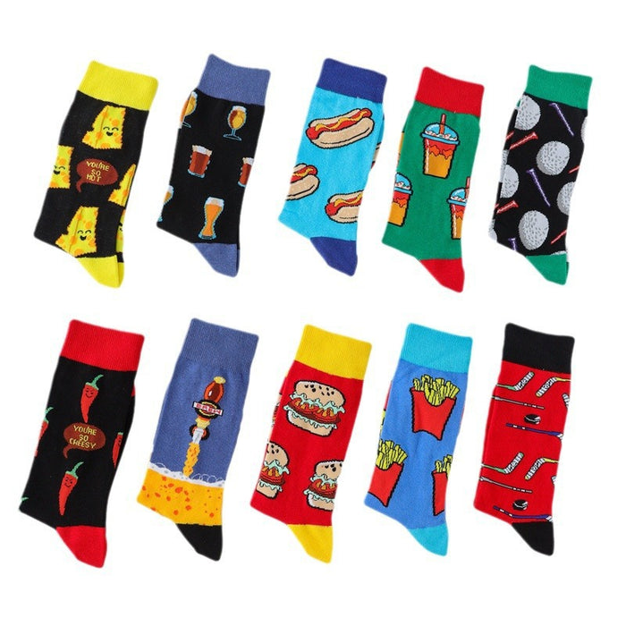 Wholesale Hamburger Fries Socks Knees Fruit Plant Socks