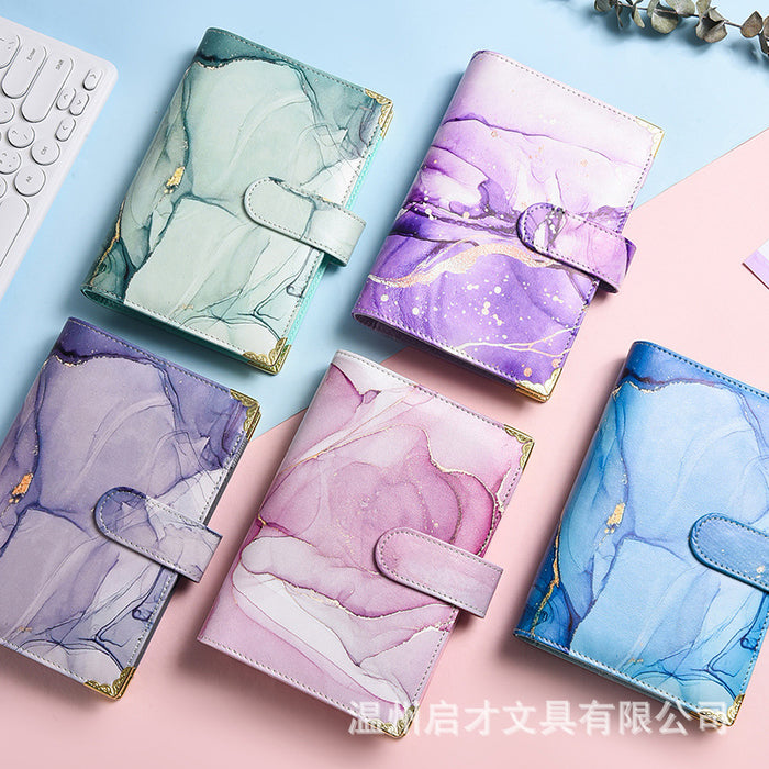 Wholesale Binder Zipper Bag Macaron Notebook Leather Pu Loose-Leaf Cash Budget Notebook