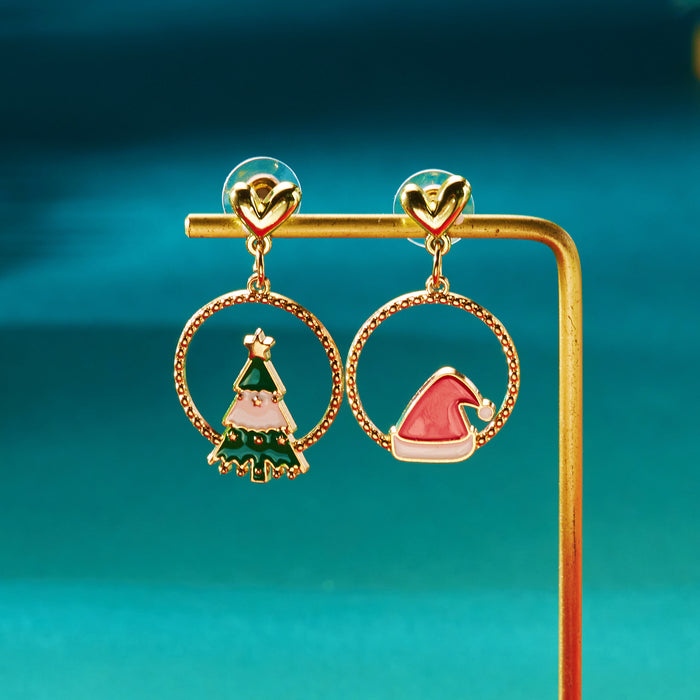 Wholesale  earrings Creative geometric asymmetrical design Christmas element earrings