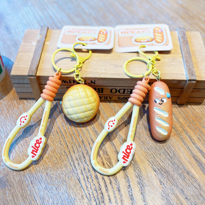 Wholesale Resin bread keychain doll pendant cute student bag car pendant keychain