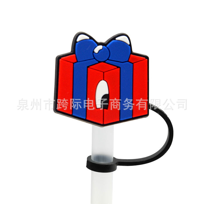 Wholesale New Love Leopard Pattern Straw Cover Straw Cap Silicone Dustproof Stopper Cute Anime Party Straw Decoration Cross border Product